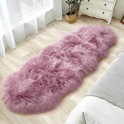 Miniatura 44 de Alfombra de piel sintética para sofá, silla, alfombra pequeña beige para dormitorio, 2 x 3 pies, alfombras peludas para habitación de los niños
