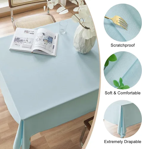 Miniatura 5 de AUSSPVOCT 2 manteles de lino texturizado para mesa rectangular, 52 x 70 pulgadas, mantel rectangular impermeable, lavable, tela para mesa