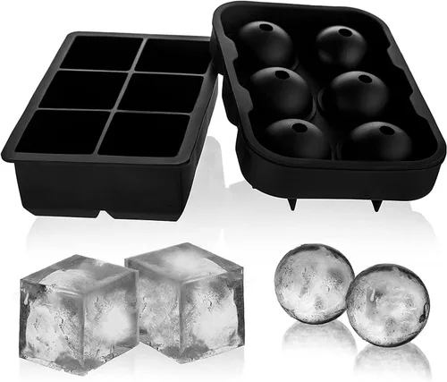 Miniatura 3 de Juego de 2 bandejas de silicona de fácil liberación y flexibles, redondas y cuadradas, color negro