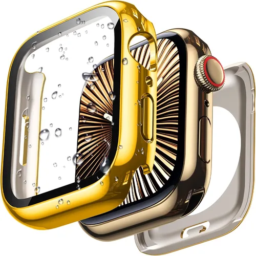 Miniatura 19 de 3 en 1 Goton Estuche impermeable duro para Apple Watch, protector de pantalla de 40mm, cubierta frontal de vidrio templado protectora completa