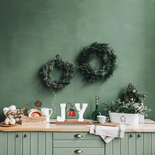 Miniatura 5 de Decoración navideña de madera "Joy", letrero artesanal de madera con campana, adorno de mesa rústico, centro de mesa estilo granja, bloque