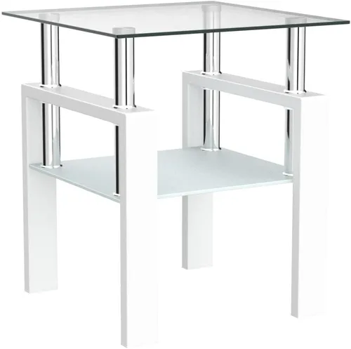 Miniatura 4 de Mesa auxiliar moderna de vidrio templado, mesa de centro cuadrada para sala de estar, mesa de té de cristal, mesa auxiliar de sofá