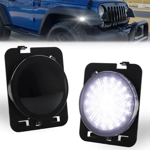 Miniatura 10 de Luces LED secuenciales de marcador lateral para guardabarros delanteros para J-e-e-p Wrangler JK 2007-2019, lámparas de marcador de parachoques