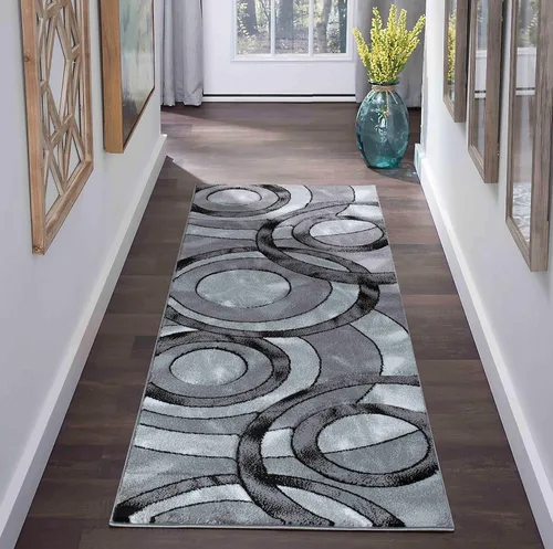 Miniatura 7 de GLORY RUGS Alfombra de área 2x3 marrón, tapete para puerta, círculos modernos, suave, alfombra de piso contemporánea con textura esponjosa