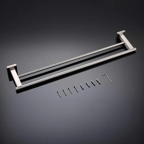 Miniatura 9 de Miyili Toallero doble de 24 pulgadas de acero inoxidable cepillado para toallas de baño, soporte de pared, A02N60B Acero cepillado