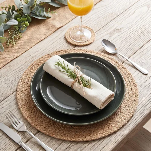Miniatura 7 de Eco Crave - Juego de 2 manteles individuales redondos tejidos de yute, natural, 33 cm, estilo boho, rústico, de granja, tejido a mano