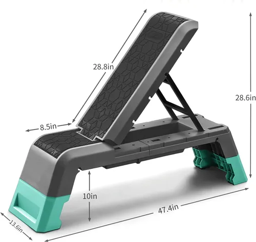 Miniatura 2 de leikefitness Plataforma aeróbica multifuncional con plataforma de entrenamiento de cable, banco de mancuernas ajustable, banco de pesas