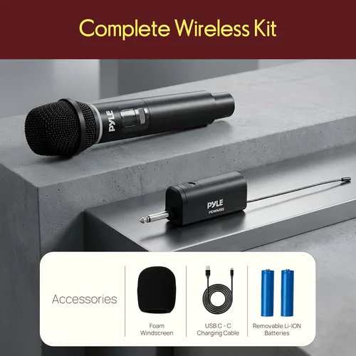 Miniatura 7 de Pyle Sistema de micrófono USB profesional, micrófono portátil dinámico de 16 canales con sonido claro de largo alcance, micrófono inalámbrico