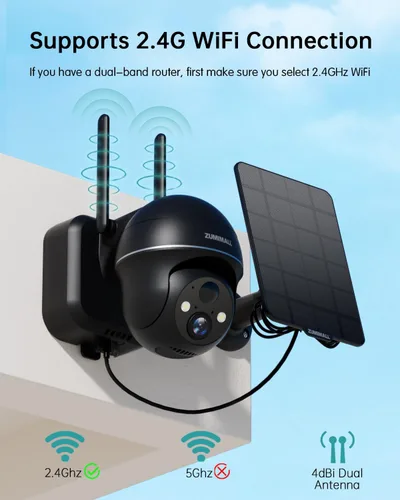 Miniatura 4 de Cámaras de seguridad ZUMIMALL inalámbricas para exteriores - 2 paquetes, cámara inalámbrica para exteriores con vista de 360°, alimentación solar