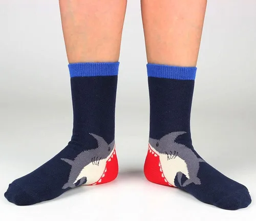 Miniatura 2 de COTTON DAY Kids Boys Fun Novelty Crew Socks Colorful Pattern Design Shark Scull Robot