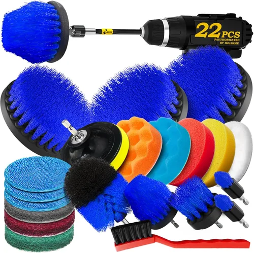 Miniatura 10 de Holikme Juego de 22 piezas de accesorios para cepillo de taladro, almohadillas de fregado y esponja, almohadillas de pulido, cepillo de limpieza
