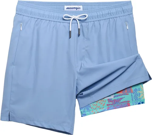 Miniatura 28 de maamgic Traje de Baño para Hombre 2 en 1, Pantalones Cortos de Natación de 17.8 cm para Hombre, Trajes de Baño, Pantalones Cortos de Tabla