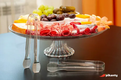 Miniatura 4 de Juego de 4 pinzas pequeñas de plástico para aperitivos, bufé, bodas, catering, postres, azúcar, pasteles e hielo, aptas para lavavajillas, Claro