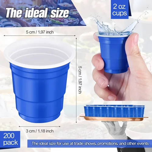 Miniatura 2 de 200 vasos de plástico de 2 onzas para degustación de vino, whisky, alimentos, graduación, boda, baby shower, fiesta, beber, suministros de sabor