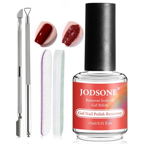 Miniatura 15 de JODSONE Juego de 3 piezas de 10 ml de capa superior y base de esmalte de uñas con removedor de gel; removedor de uñas de gel para remoción rápida