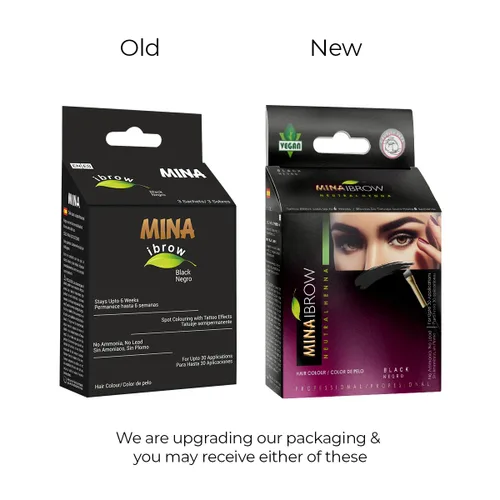 Miniatura 2 de Kit de tinte negro MinaiBrow Polvo de coloración natural con dos cepillos biselados, resistente al agua y a las manchas, tinte instantáneo