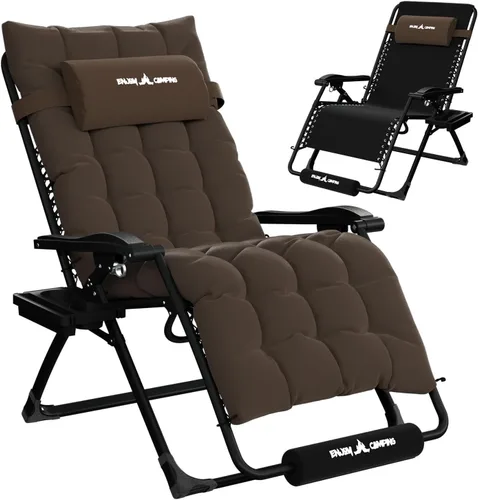 Miniatura 32 de Amopatio Silla de gravedad cero de gran tamaño, silla reclinable de 29 pulgadas de ancho, con bloqueo y reposapiés mejorados, soporte para tazas