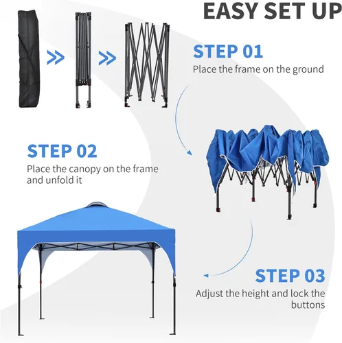 Miniatura 2 de GDY Tienda de campaña desplegable de 10 x 10 pies, gazebo para exteriores con 4 bolsas de arena, toldo fácil de instalar con 3 alturas ajustables
