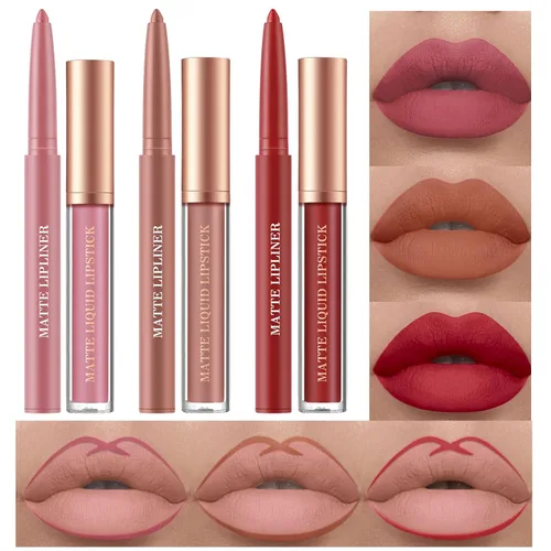 Miniatura 10 de BestLand Juego de 6 lápices labiales líquidos mate y delineadores de labios, copa antiadherente, no se decolora, impermeable, brillo de labios de 24
