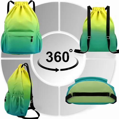 Miniatura 6 de Mochila con cordón para mujer, bolsa de gimnasio con cordón, resistente al agua, pequeña bolsa de cincha
