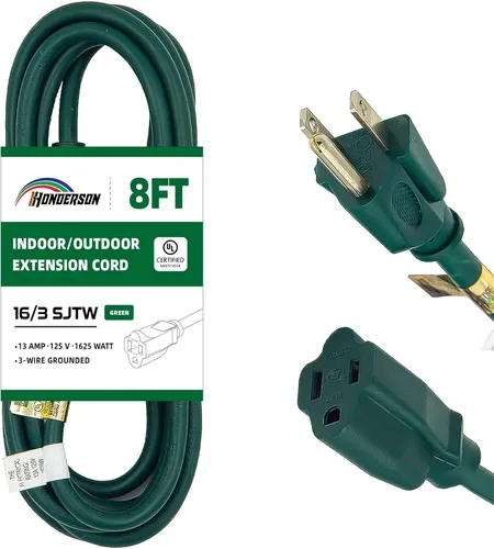 Miniatura 14 de Cable de extensión para exteriores de 10 pies, 16/3 SJTW, cable de extensión verde duradero para luces de Navidad con enchufe de tierra de 3 puntas