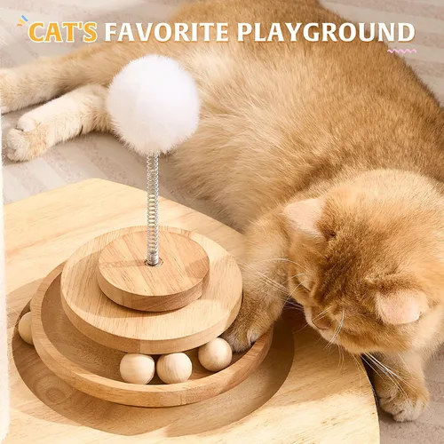 Miniatura 5 de HITTITE Torre de árbol para gatos de madera maciza, poste rascador para gatos con cama, árbol pequeño para gatos de 27 pulgadas, torre compacta