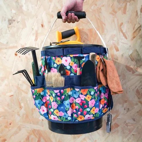 Miniatura 5 de MELOTOUGH Organizador de cubo organizador de herramientas para herramientas de jardín para cubo de 3.5 a 5 galones (flor azul)