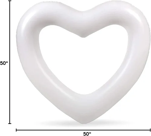 Miniatura 10 de LOTELI - Flotadores de piscina con forma de corazón originales para adultos, más gruesos y fuertes, flotadores inflables grandes para fiestas, Blanco