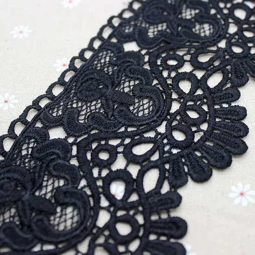IDONGCAI Venice - Borde de encaje, negro, 3.5 pulgadas de ancho | Bordado floral. Duradero, suave y perfecto para decoración nupcial, gótica y