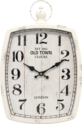 Menterry Reloj de pared rectangular retro grande, estilo vintage antiguo, funciona con pilas, reloj de pared silencioso para sala de estar, granja,