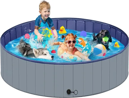 Miniatura 8 de Piscina para perros grandes, piscina para niños, de plástico duro, bañera portátil, plegable para perros antideslizantes