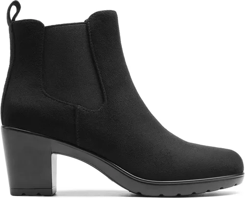 Miniatura 2 de DREAM PAIRS Botines de tacón bajo y grueso para mujer, con puntera de almendra, para otoño, botas cortas