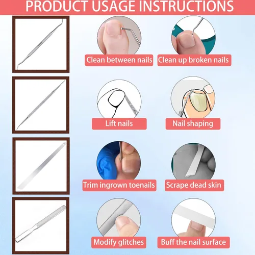 Miniatura 7 de Corrector profesional de uñas encarnadas para un alivio rápido con tiras transpirables de uñas encarnadas, herramientas de pedicura de acero