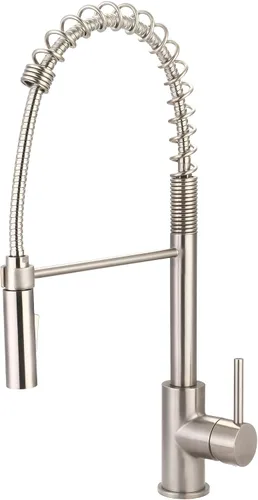 Pioneer 2MT280-BN Motegi - Grifo de cocina desplegable con resorte de enjuague único con 1 orificio en níquel cepillado cepillado níquel