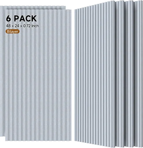 Miniatura 11 de Grandes paneles acústicos bicapa, juego de 4 paneles absorbentes de sonido, paneles a prueba de sonido de 120 cm x 60 cm x 1.8 cm para paredes