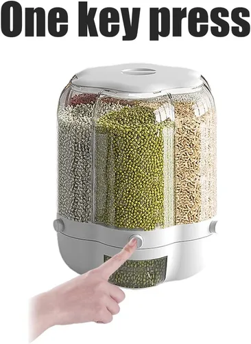 Miniatura 9 de Enfudid Contenedor de almacenamiento de granos para alimentos, dispensador de arroz de 6 rejillas de gran capacidad, caja de almacenamiento