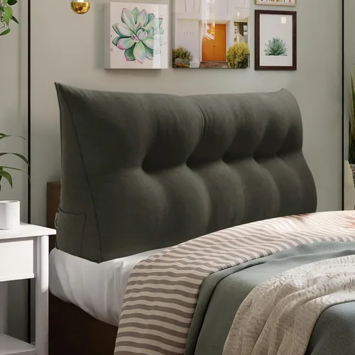 Miniatura 7 de WOWMAX Almohada de Cuña para Cabecero de Dormitorio Cabecero de Dormitorio Twin XL Almohada de Refuerzo para Cama con Funda Removible, 85% Lino 15%