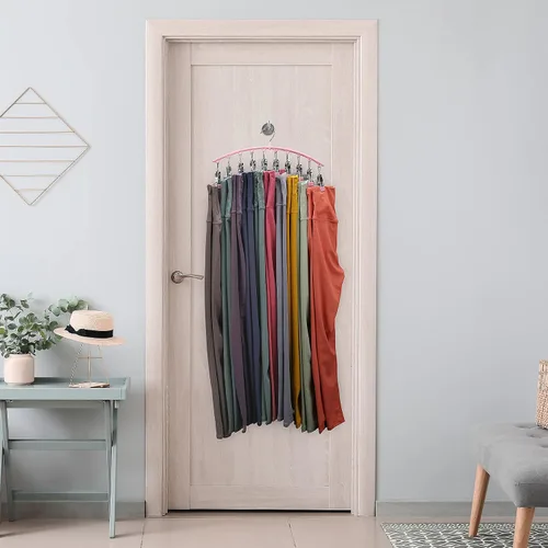 Miniatura 7 de Organizador de leggings para armario, perchas de metal, paquete de 4 con 10 clips con capacidad para 40 leggings, ahorra espacio con organizadores
