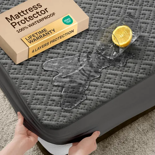 Protector de colchón individual 100% impermeable, protección de 360 grados contra derrames, manchas y accidentes para padres y dueños de mascotas,