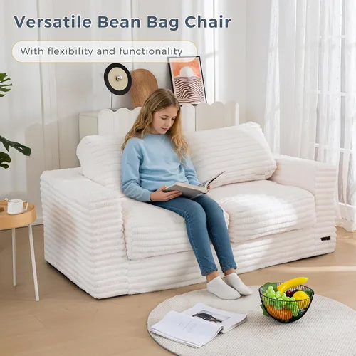 Miniatura 6 de MAXYOYO Silla Puf Gigante para Adultos, Sofá de Piso Biplaza Tapizado con Almohadas y Reposabrazos, Sofá Puf Grande Silla Cojín de Felpa