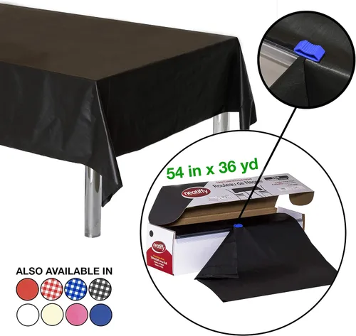Miniatura 2 de Neatiffy Rollo de mantel de plástico desechable Mantel impermeable de 54 pulgadas x 108 pies Mantel para mesas rectangulares, cuadradas