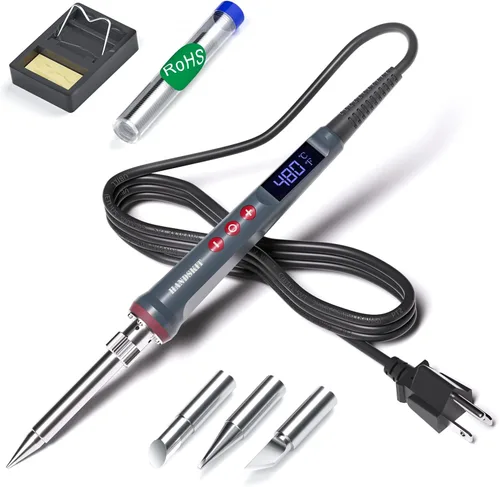 Kit de soldadura digital de 200 W y 110 V para soldar, kit de soldadura 6 en 1, herramienta de soldadura, temperatura ajustable de 180 a 896.0 °F, 3