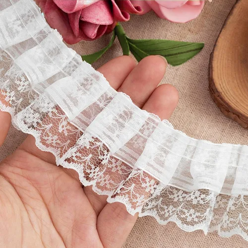 Miniatura 14 de Cinta de encaje, cinta de volantes, cinta de encaje negro de 6 yardas, adornos de cordones negros de 1.8 pulgadas de ancho, cintas delicadas