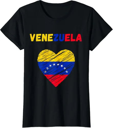 Miniatura 53 de Camiseta con la bandera venezolana con corazón de Venezuela, Negro