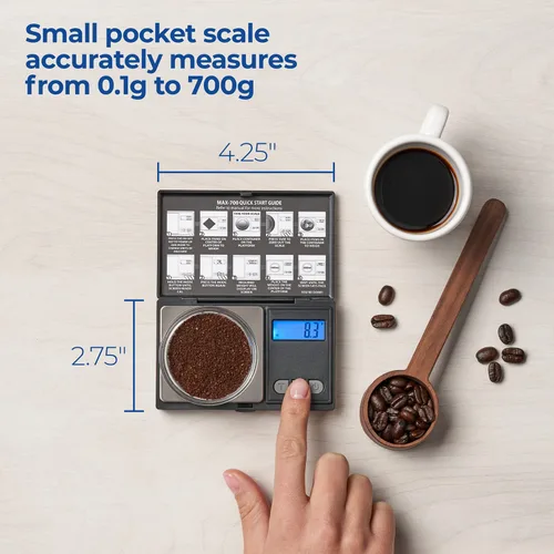 Miniatura 8 de American Weigh Scales Báscula de bolsillo portátil compacta de la serie MAX, escala de gramos para alimentos pequeños, escala de joyería, 24.69 oz x