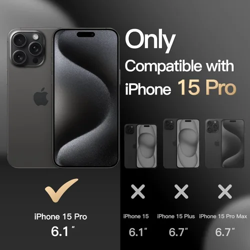 Miniatura 2 de JETech Funda para iPhone 15 Pro de 6.1 pulgadas, resistente protección resistente de doble capa, a prueba de golpes, funda protectora resistente