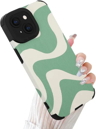 Miniatura 57 de Funda Wlxee para iPhone 15 Pro Max con patrón de ola, TPU suave con parachoques, cuero PU, diseño de cebra lindo para mujeres y niñas - Negro Gris
