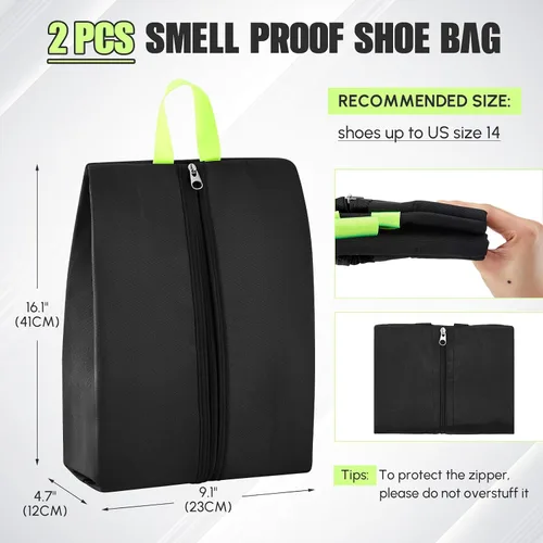 Miniatura 2 de 1 bolsa de tacos a prueba de olores de 4 capas, se adapta hasta la talla 14, resistente al olor y al barro, impermeable, se adapta a zapatos de Negro