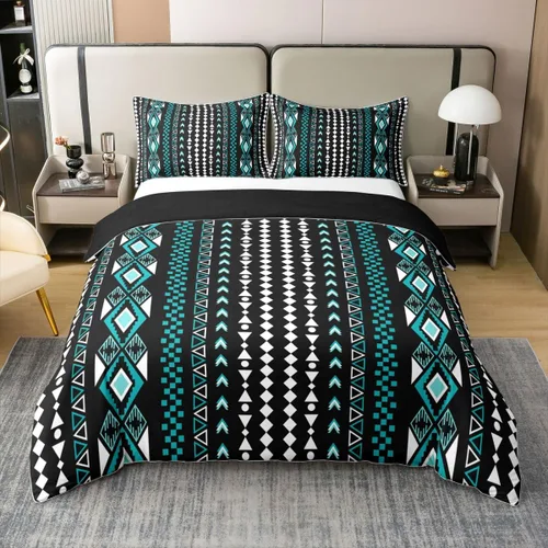 Miniatura 30 de Erosebridal Bohemian 100% Natural Cotton Duvet Cover Twin Country Southwestern Bedding Set Boho Aztec Arrows Diamond Comforter Cover Black Gray