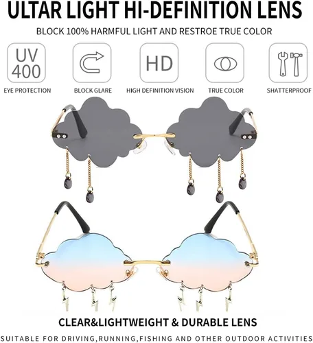 Miniatura 4 de Dollger Gafas de sol sin montura para mujer, retro, coloridas, Halloween, rave, gafas de sol de los años 90, lindas gafas de sol divertidas